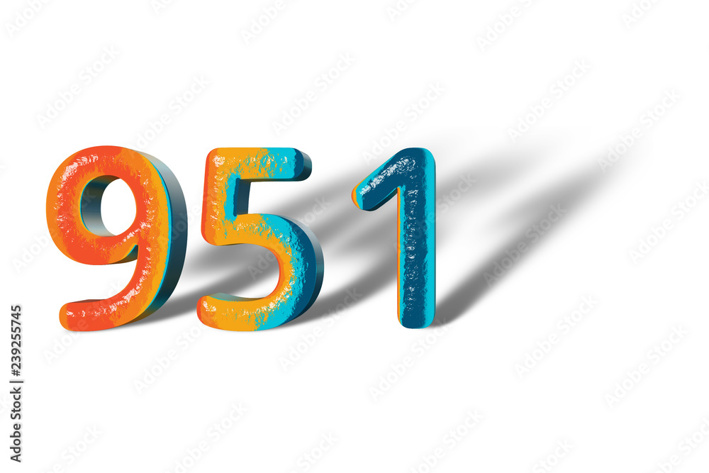 3D Number 951 nine hundred fifty one lively colours 3D Number 951 nine hundred fifty one lively colours