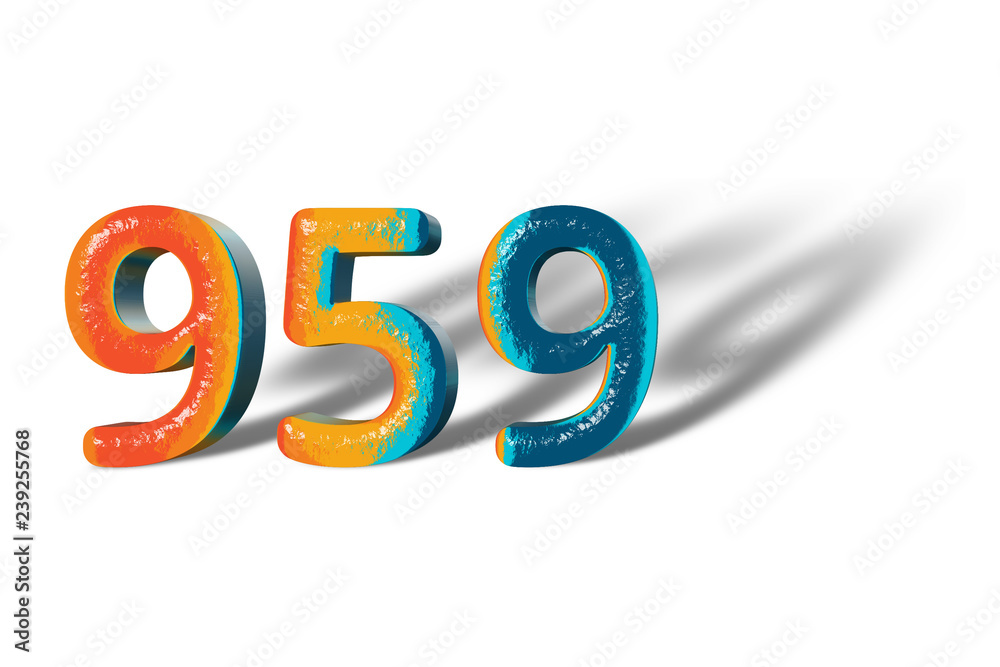 3D Number 959 nine hundred fifty nine lively colours 3D Number 959 nine hundred fifty nine lively colours