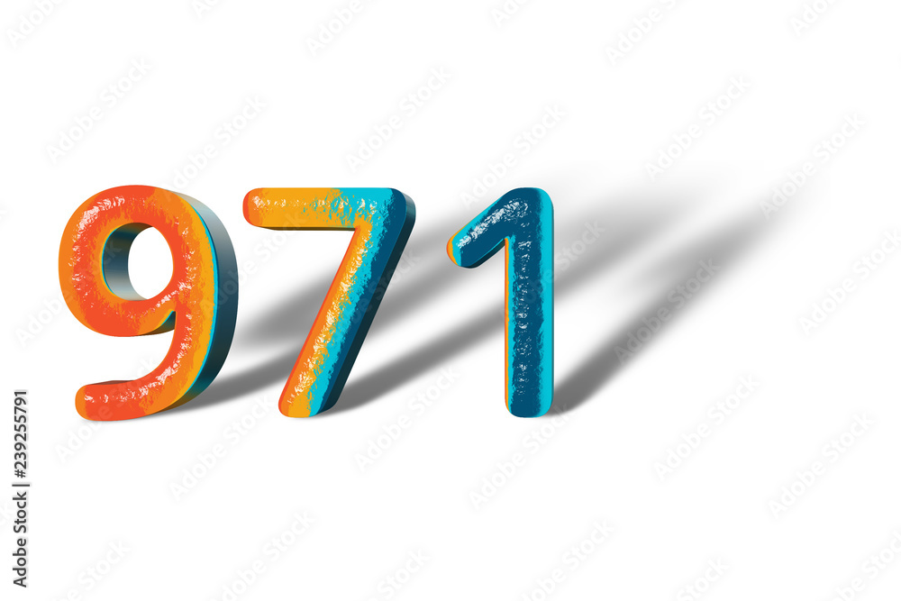 3D Number 971 nine hundred seventy one lively colours 3D Number 971 nine hundred seventy one lively colours