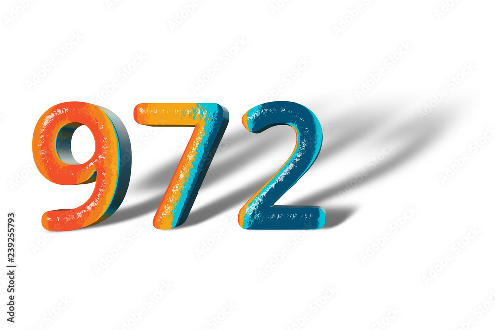 3D Number 972 nine hundred seventy two lively colours 3D Number 972 nine hundred seventy two lively colours