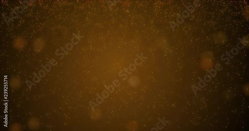 Falling Sparkling Glitters and Bokeh Balls on Golden Background, Wide Screen, Infinity Loop, Seamless Loop For Celebrations