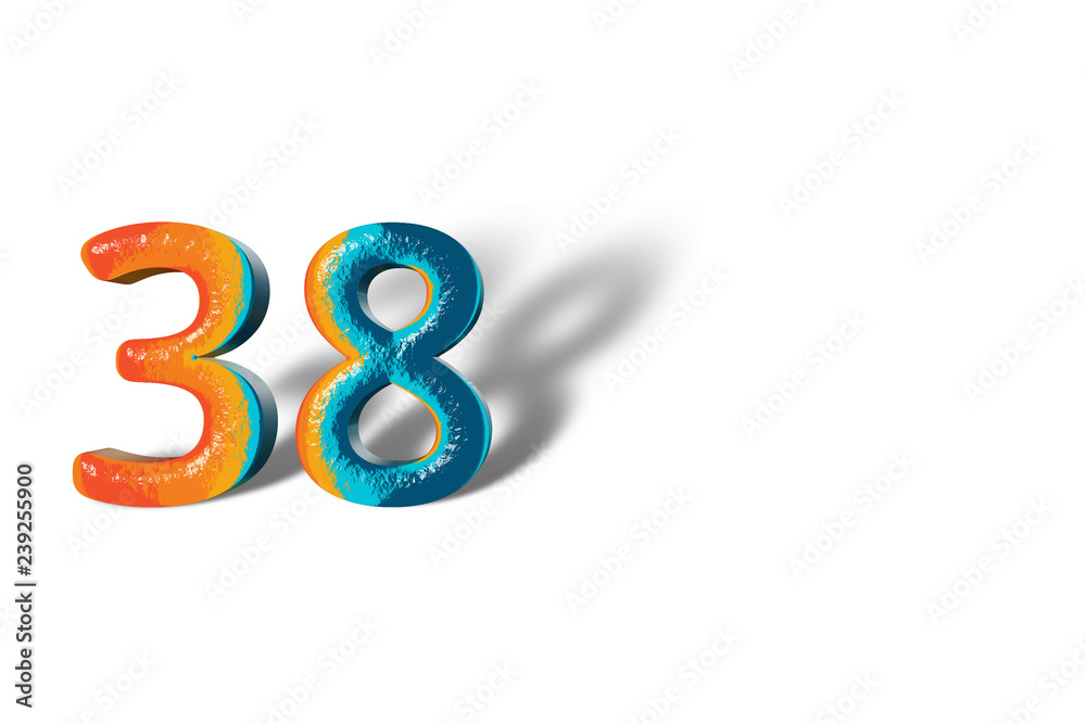 3D Number 38 thirty eight lively colours 3D Number 38 thirty eight lively colours