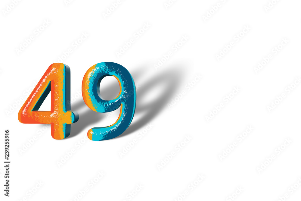 3D Number 49 forty nine lively colours 3D Number 49 forty nine lively colours