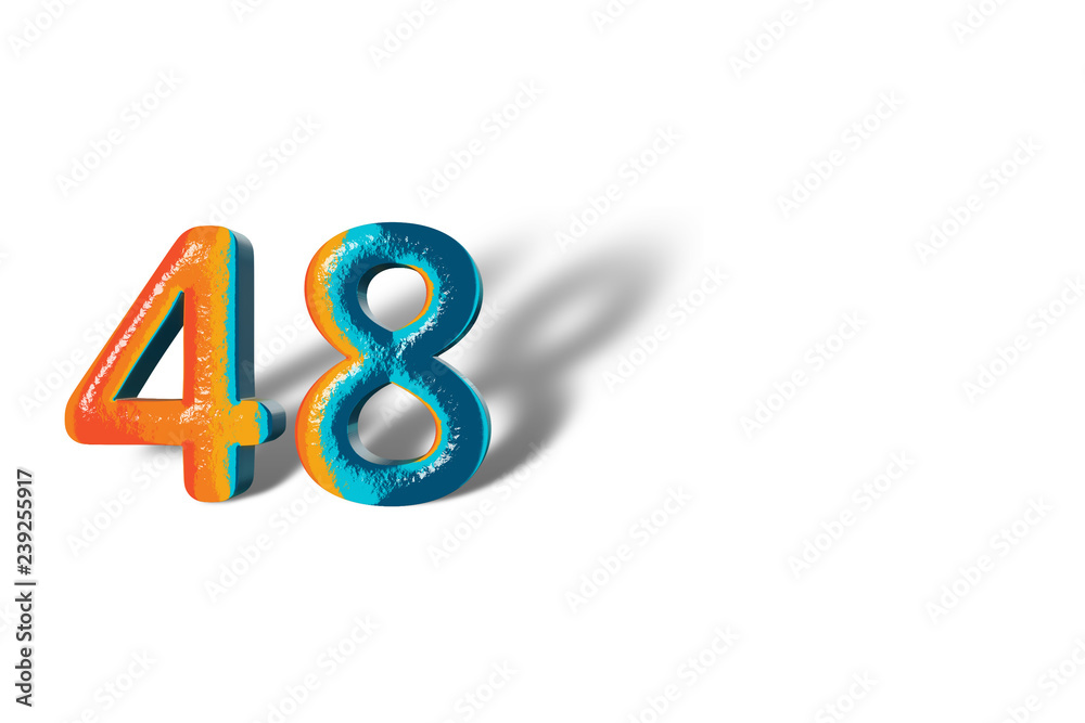 3D Number 48 forty eight lively colours 3D Number 48 forty eight lively colours