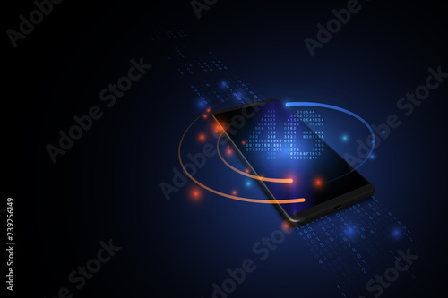 4G technology background. Digital data on mobile networks and blue background. New generation internetMobile concept. vector illustration