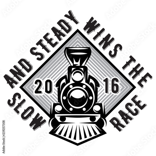 Monochrome pattern for design with retro train. Vector scalable illustration
