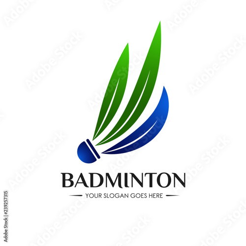 Simple Elegant badminton sport shuttlecock logo design