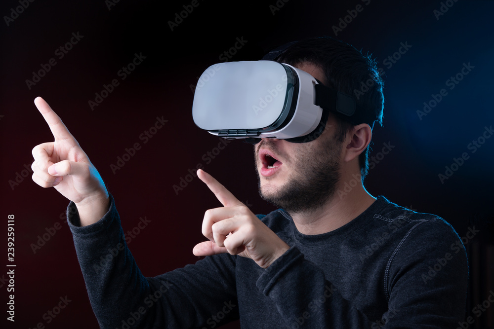 Photo of man in virtual reality glasses Photo of man in virtual reality glasses