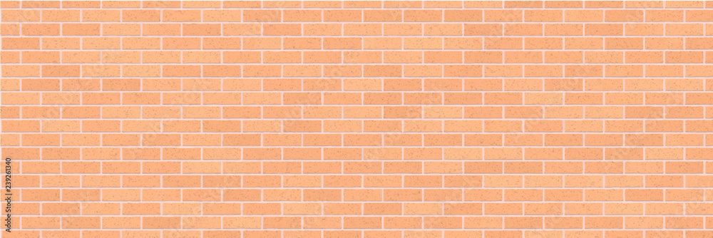 Naklejka premium Light brown brick wall abstract background. Texture of bricks. Decorative stone. Wide illustration. Template design for web banners