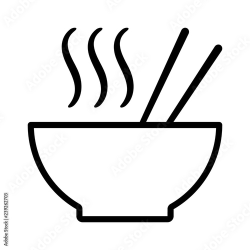 Hot ramen or pho noodle soup bowl with chopsticks and smoke line art vector  icon for food apps and websites Stock Vector | Adobe Stock