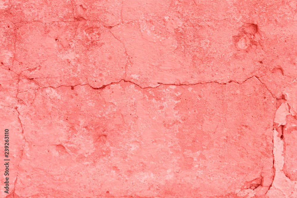 Texture, wall, concrete, living coral. It can be used as a background . Wall fragment with scratches and cracks Texture, wall, concrete, living coral. It can be used as a background . Wall fragment with scratches and cracks