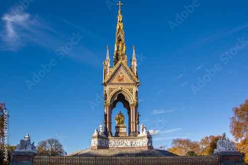 LONDON, UNITED KINGDOM - NOV 13, 2018:  Front  view of The Albert Memorial in Hyde Park.