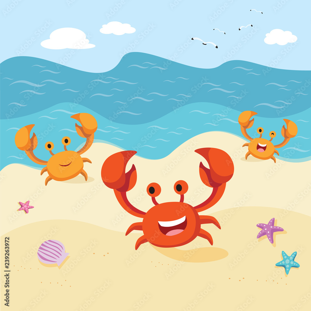 Happy crabs at the seashore Happy crabs at the seashore