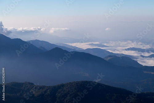 Fog covering the mountain