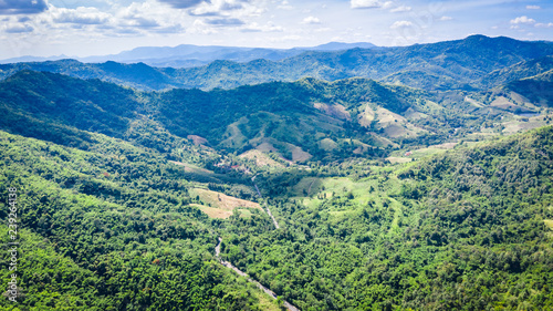 aerial view green trees on the mountain in Thailand