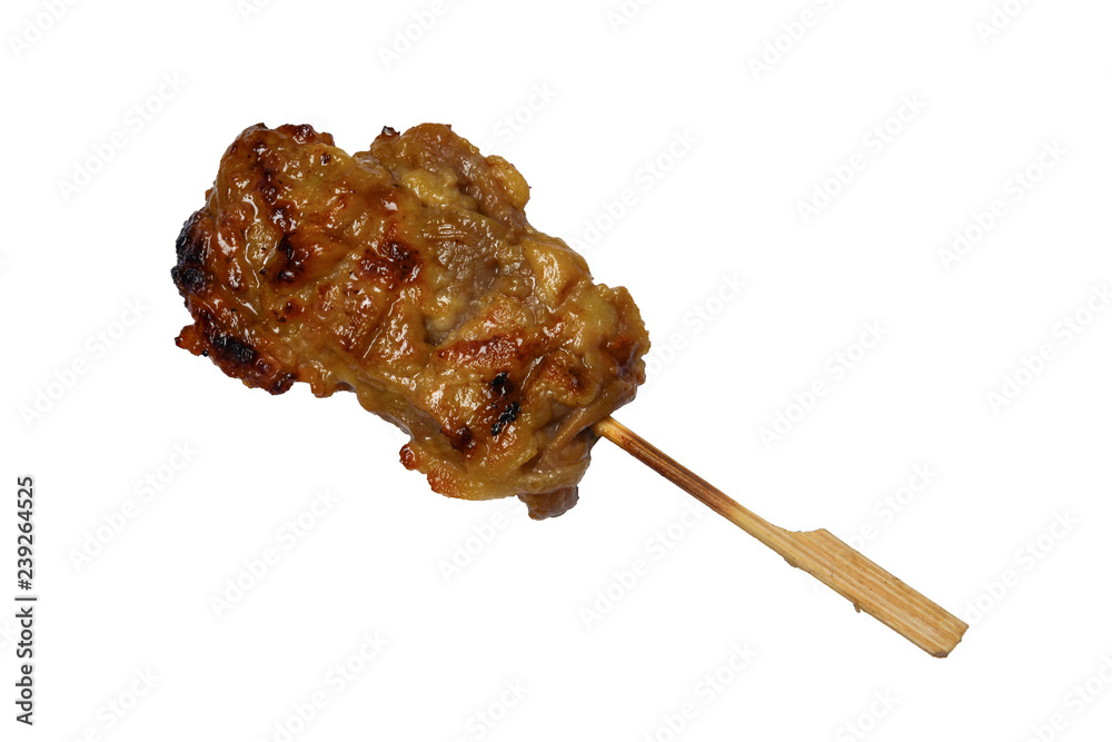 Thai street food, grilled pork isolated on white background