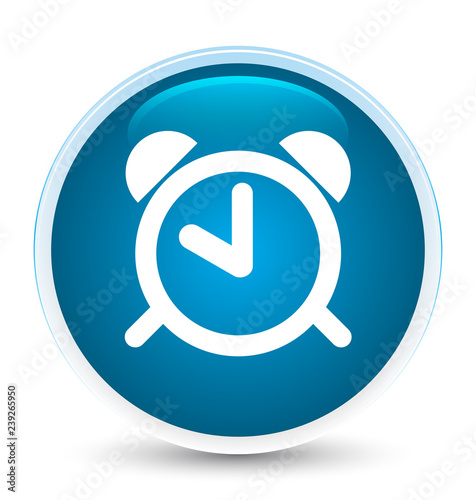 Alarm clock icon special prime blue round button