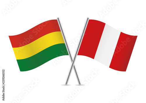 Bolivia and Peru flags. Vector illustration.