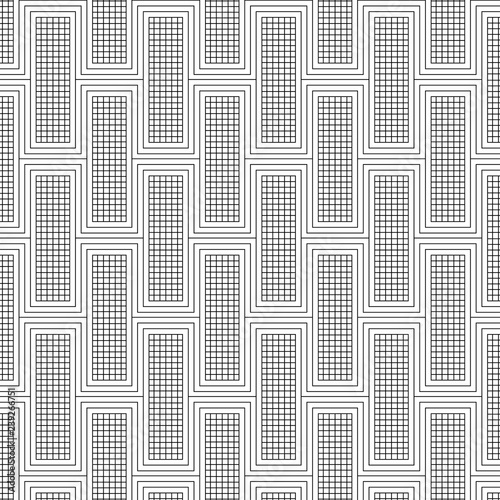Abstract ornate geometric textured background. Seamless pattern of building