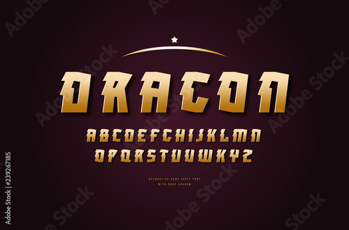 Stock vector golden colored sans serif font