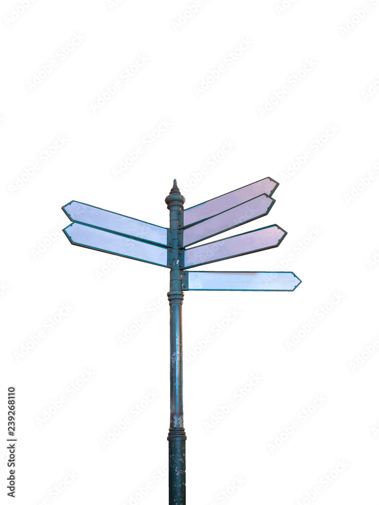 Mock up White Guidepost on isolated Background Mock up White Guidepost on isolated Background