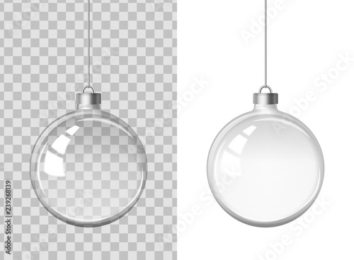 Vector realistic image of a glass transparent transparent New Year (Christmas) ball (decoration). EPS 10.