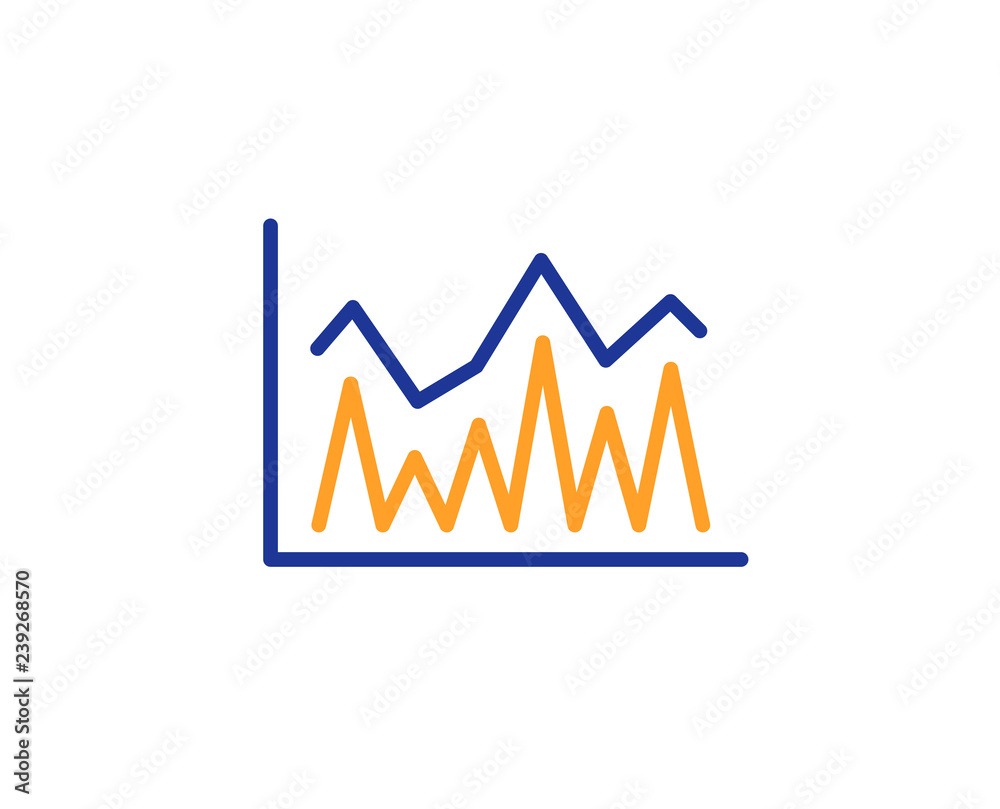 Line chart icon. Financial growth graph sign. Stock exchange symbol. Colorful outline concept. Blue and orange thin line color icon. Investment Vector Line chart icon. Financial growth graph sign. Stock exchange symbol. Colorful outline concept. Blue and orange thin line color icon. Investment Vector
