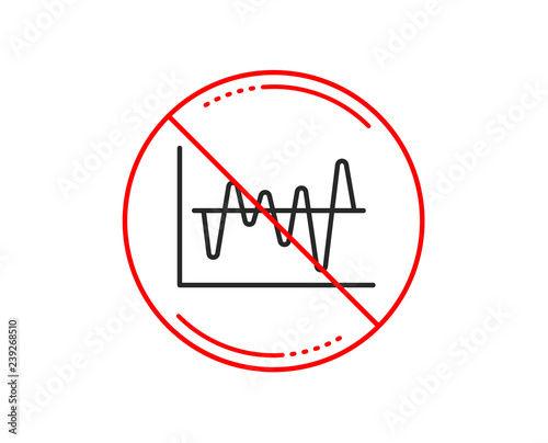 No or stop sign. Investment chart line icon. Economic graph sign. Stock exchange symbol. Business finance. Caution prohibited ban stop symbol. No  icon design.  Vector