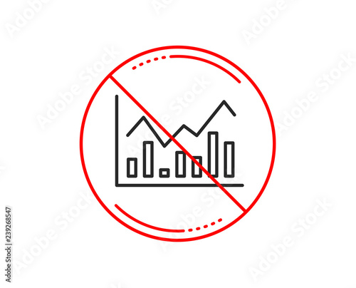 No or stop sign. Financial chart line icon. Economic graph sign. Stock exchange symbol. Business investment. Caution prohibited ban stop symbol. No  icon design.  Vector