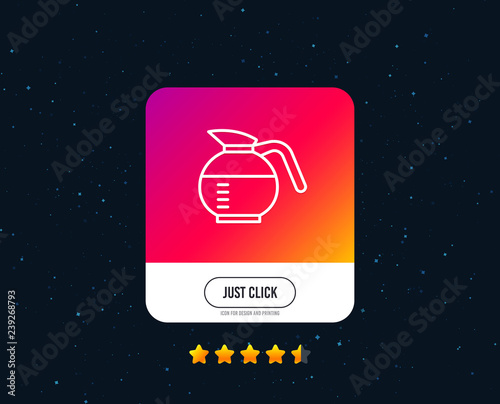 Coffeepot line icon. Coffee Hot drink sign. Brewed fresh beverage symbol. Web or internet line icon design. Rating stars. Just click button. Vector