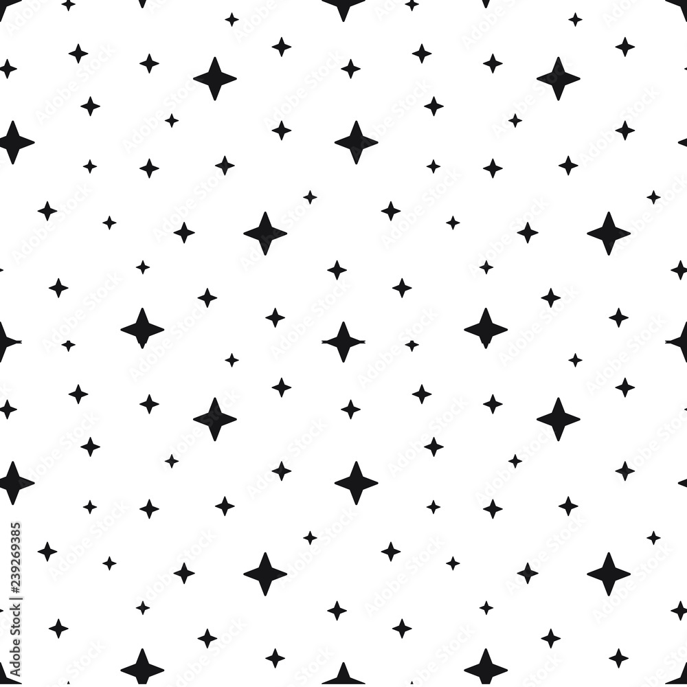 Obraz premium Vector seamless stars pattern. Star background based on random elements for high definition concept. Vector illustration isolated on white background.