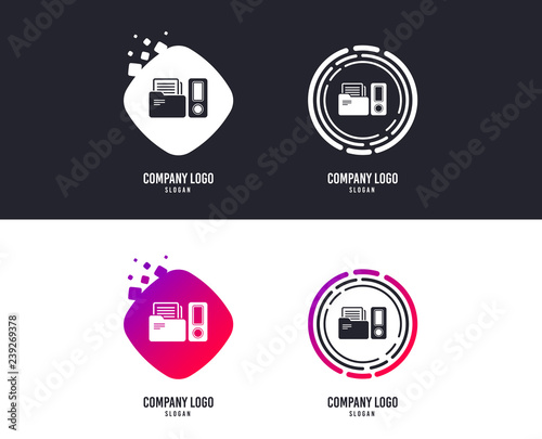 Wallpaper Mural Logotype concept. Document folder sign. Accounting binder symbol. Bookkeeping management. Logo design. Colorful buttons with icons. Vector Torontodigital.ca