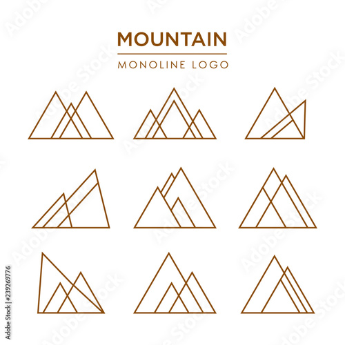 Simple Unique monoline mountain Icon Symbol Logo For Business