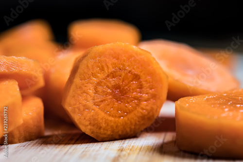 Closeup of orange carot slices