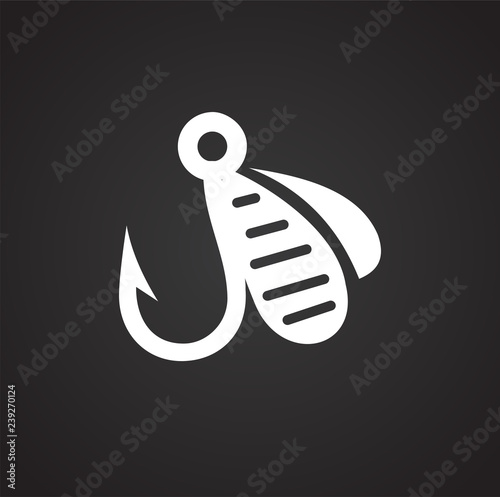 Fishing hook icon on black background for graphic and web design, Modern simple vector sign. Internet concept. Trendy symbol for website design web button or mobile app