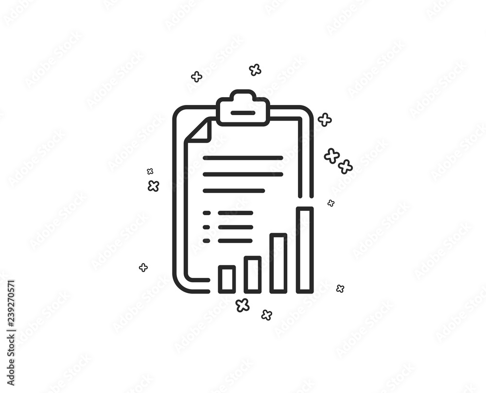 Checklist line icon. Graph chart sign. Growth diagram symbol. Geometric shapes. Random cross elements. Linear Checklist icon design. Vector Checklist line icon. Graph chart sign. Growth diagram symbol. Geometric shapes. Random cross elements. Linear Checklist icon design. Vector