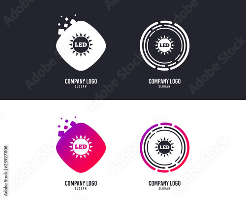 Logotype concept. Led light sun icon. Energy symbol. Logo design. Colorful buttons with icons. Vector