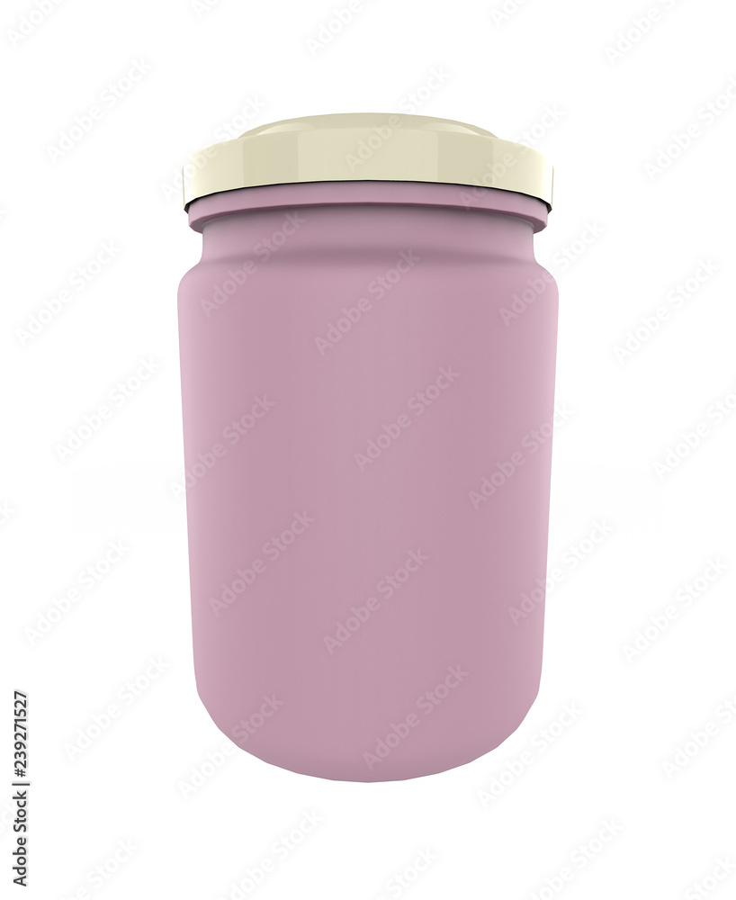 Fruit jam jar isolated on white background. packaging mockup with realistic jam jar. 3d illustration Fruit jam jar isolated on white background. packaging mockup with realistic jam jar. 3d illustration