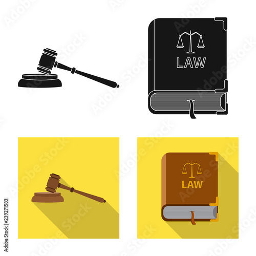 Isolated object of law and lawyer symbol. Set of law and justice stock symbol for web.