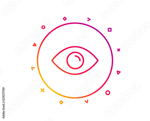 Eye line icon. Look or Optical Vision sign. View or Watch symbol. Gradient pattern line button. Eye icon design. Geometric shapes. Vector
