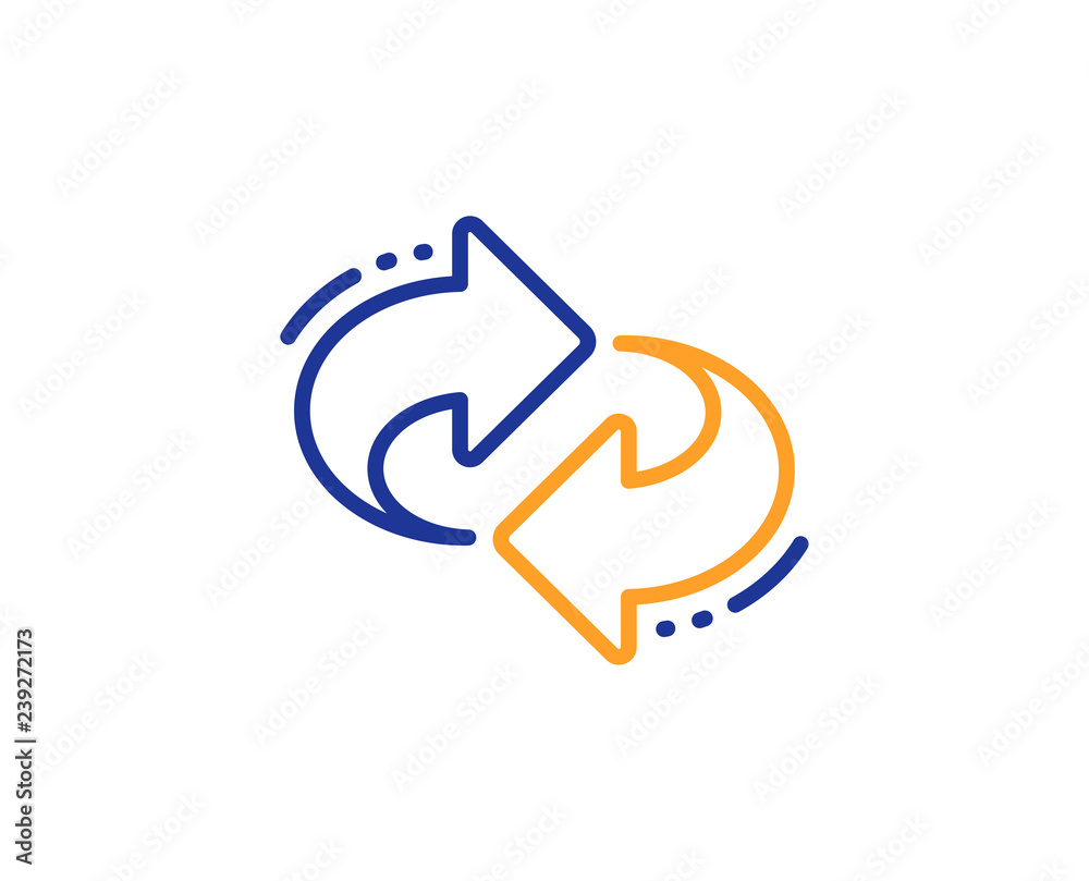 Refresh, change arrow line icon. Rotation Arrowhead symbol. Navigation pointer sign. Colorful outline concept. Blue and orange thin line color Refresh icon. Vector Refresh, change arrow line icon. Rotation Arrowhead symbol. Navigation pointer sign. Colorful outline concept. Blue and orange thin line color Refresh icon. Vector