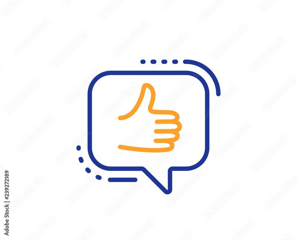 Like line icon. Thumbs up sign. Positive feedback, social media symbol. Colorful outline concept. Blue and orange thin line color Like icon. Vector Like line icon. Thumbs up sign. Positive feedback, social media symbol. Colorful outline concept. Blue and orange thin line color Like icon. Vector