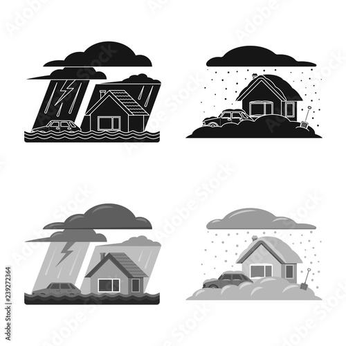Vector design of natural and disaster logo. Collection of natural and risk stock vector illustration.