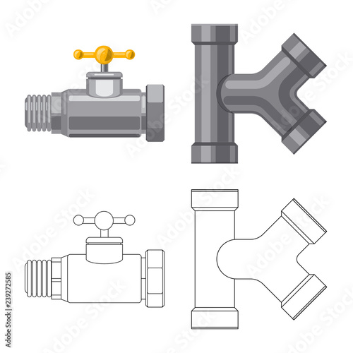 Vector illustration of pipe and tube icon. Set of pipe and pipeline stock symbol for web.