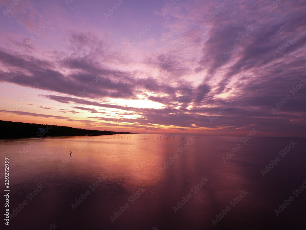 Naklejka premium Wonderful picturesque places , many seagulls and good view at Bangpu Recreation Center ,Samut Prakan THAILAND.