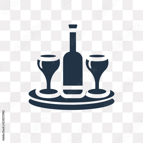 Bottle and Two Glasses vector icon isolated on transparent background, Bottle and Two Glasses  transparency concept can be used web and mobile