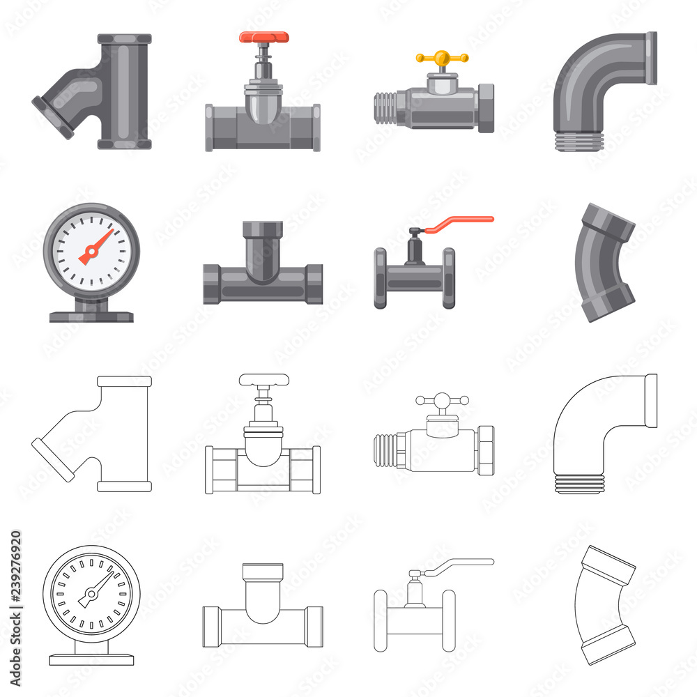 Vector illustration of pipe and tube sign. Collection of pipe and pipeline vector icon for stock. Vector illustration of pipe and tube sign. Collection of pipe and pipeline vector icon for stock.