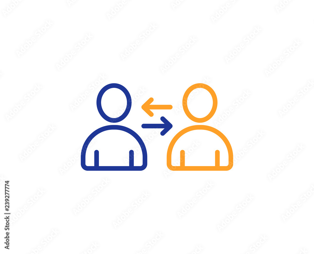 Teamwork line icon. User communication. Profile Avatar sign. Person silhouette symbol. Colorful outline concept. Blue and orange thin line color icon. Communication Vector Teamwork line icon. User communication. Profile Avatar sign. Person silhouette symbol. Colorful outline concept. Blue and orange thin line color icon. Communication Vector