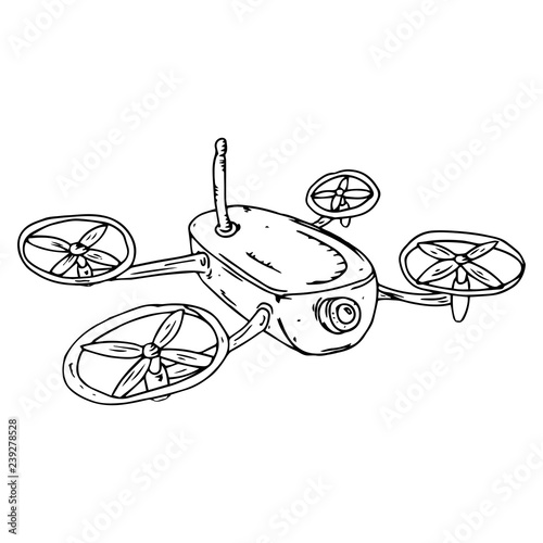 Drone icon. Vector illustration of drone. Hand drawn drone.