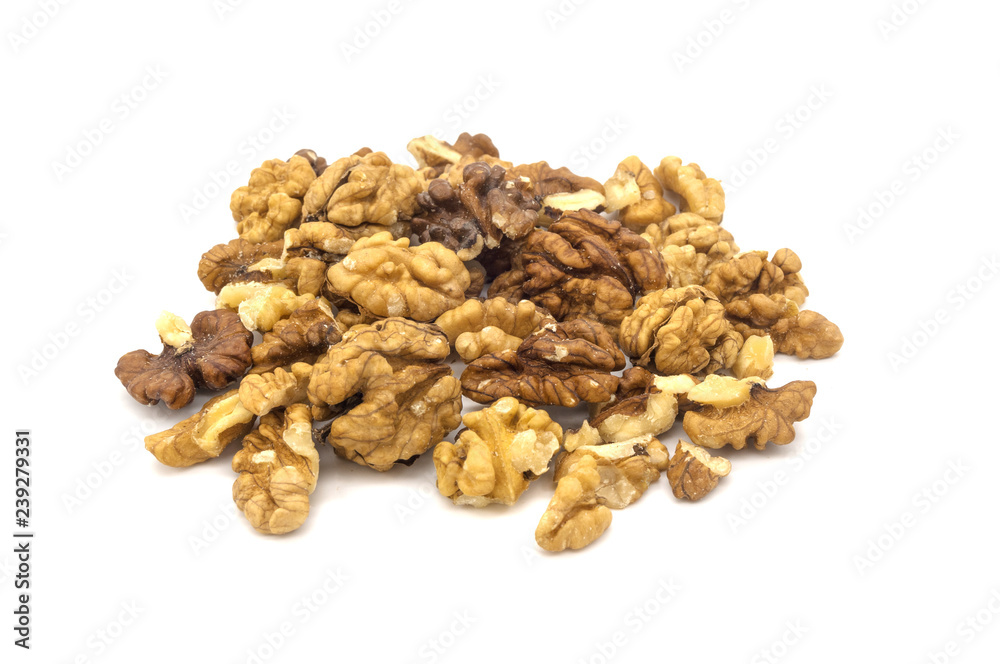 Peeled walnut on white background Peeled walnut on white background